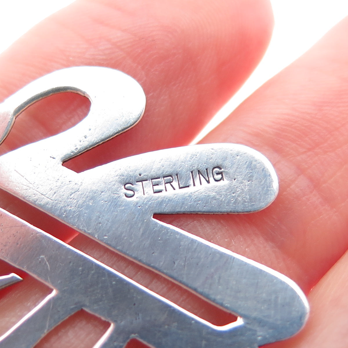 925 Sterling Silver Vintage Engraved Fortune Chinese Character Charm Pendant