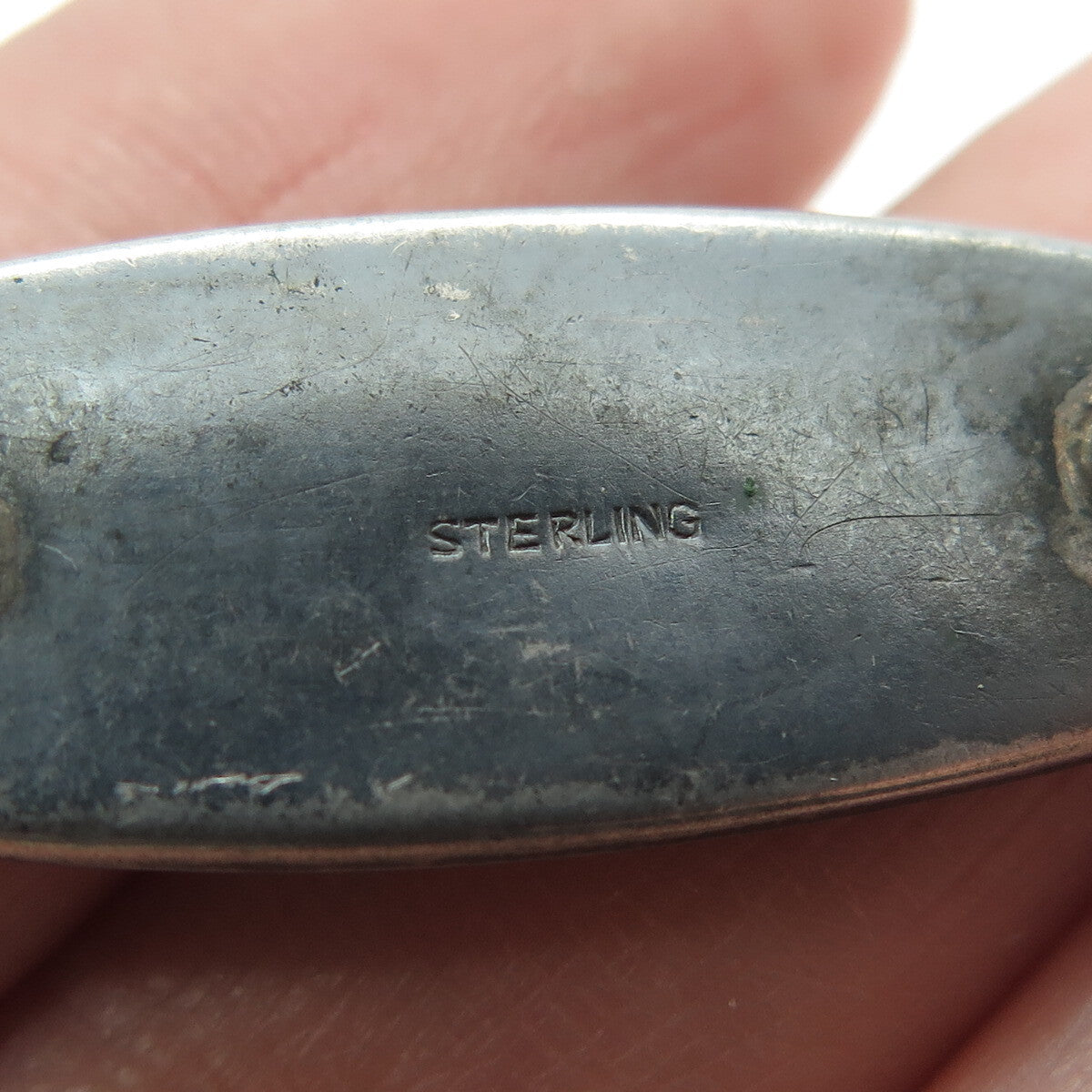 925 Sterling Silver Antique Art Deco Real Abalone Shell Oxidized Pin Brooch