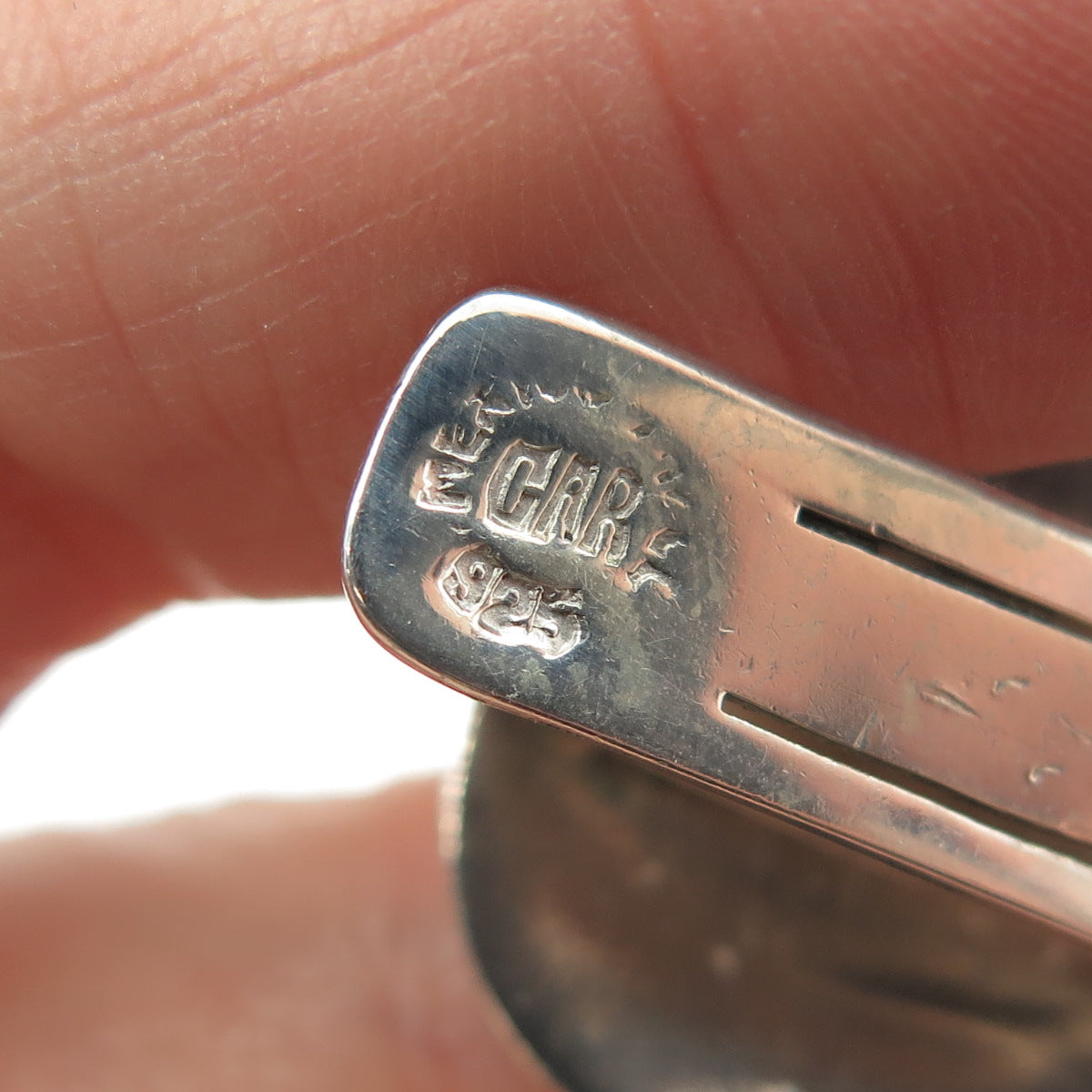 925 Sterling Silver 3-Tone Vintage Mexico Real Black Onyx Gemstone Tie Clip