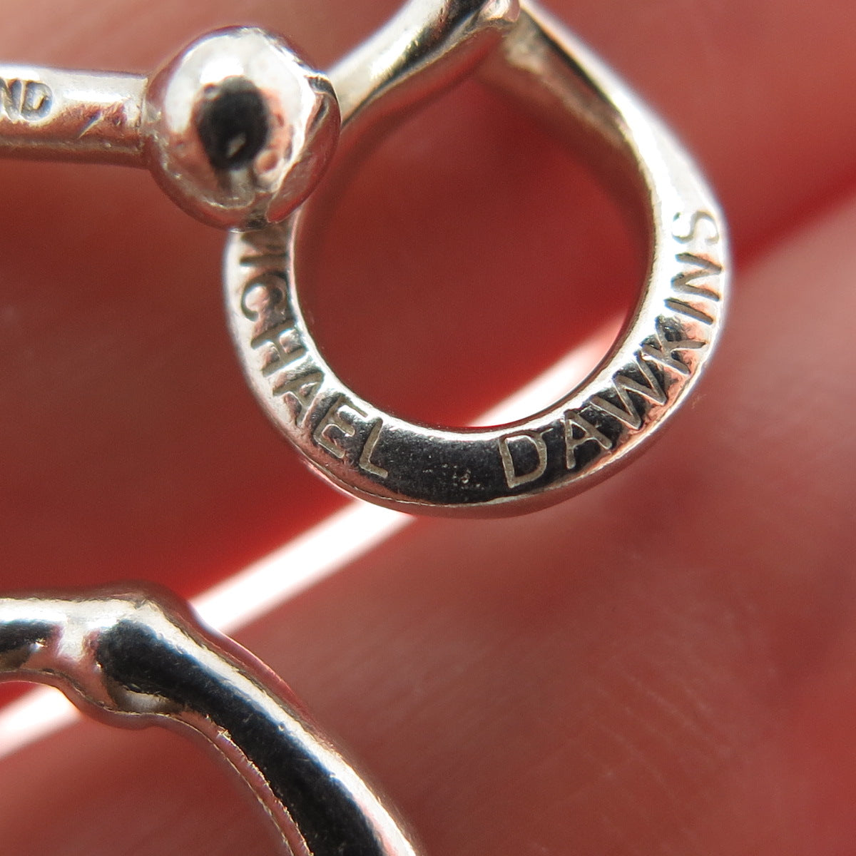 MICHAEL DAWKINS 925 Sterling Silver Horse Bit Stirrup Link Bracelet 6.75"