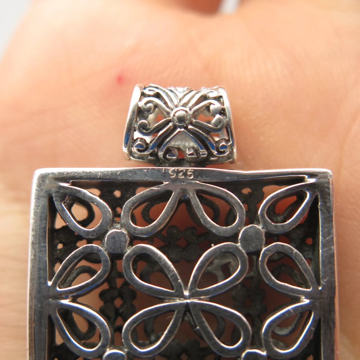 925 Sterling Silver Vintage Ornate Cutout Slide Pendant