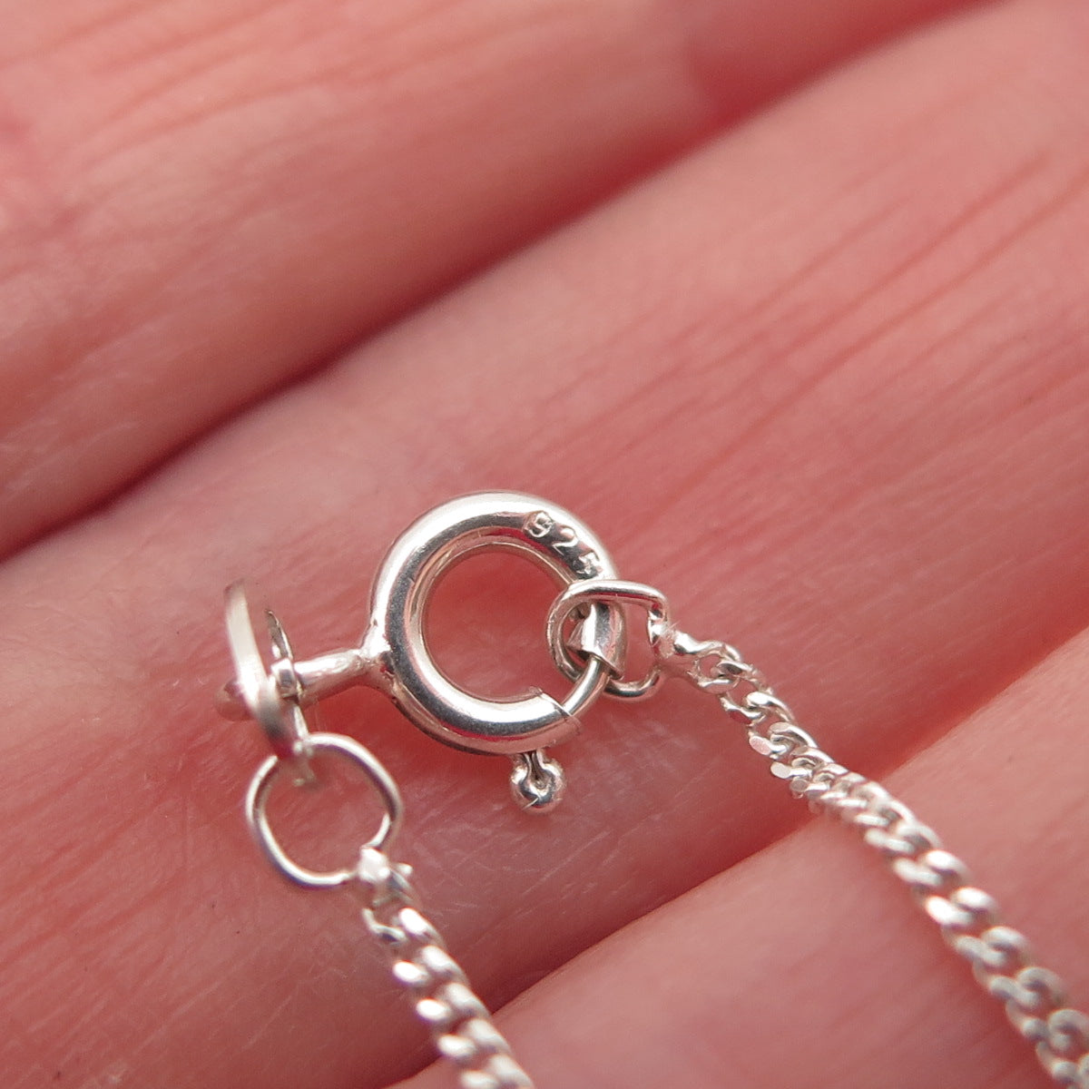 925 Sterling Silver Vintage Mexico St. Mary Pendant Cuban Chain Necklace 18"