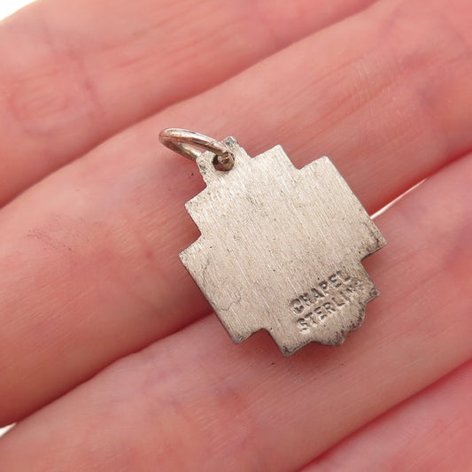 Chapel 925 Sterling Silver Vintage Jesus Cross Oxidized Charm Pendant
