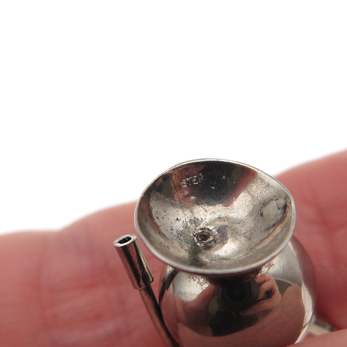 925 Sterling Silver Antique Art Deco Real Pearl Hookah 3D Charm Pendant