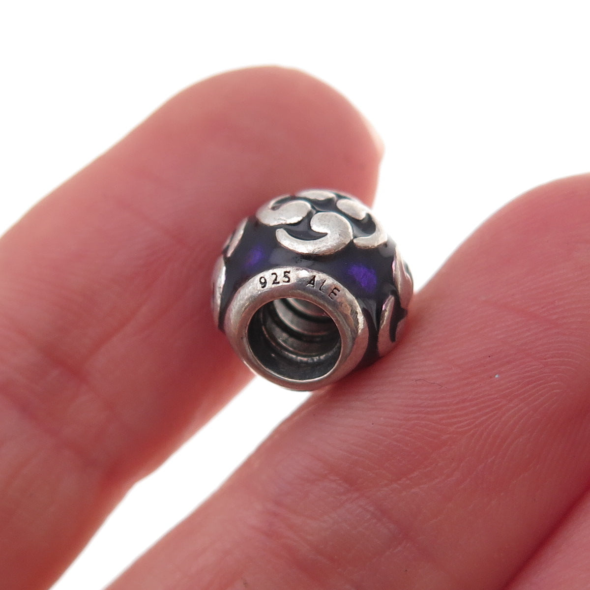 Pandora 925 Sterling Silver Purple Enamel Zen Slide Bead Charm