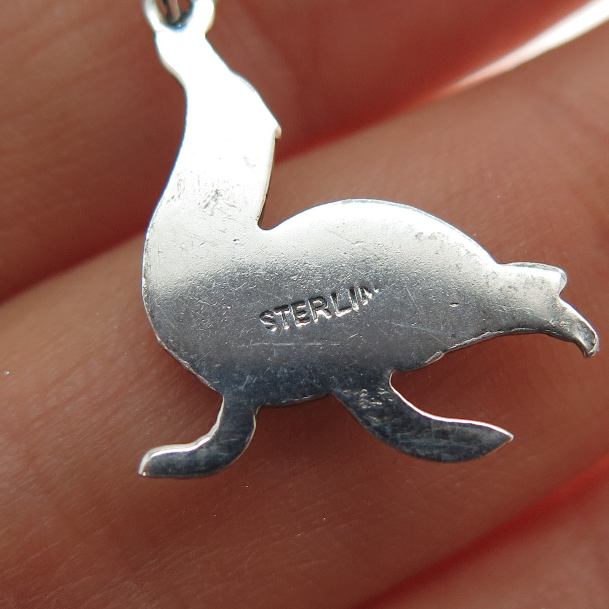 925 Sterling Silver Vintage Seal Oxidized Mini Charm Pendant