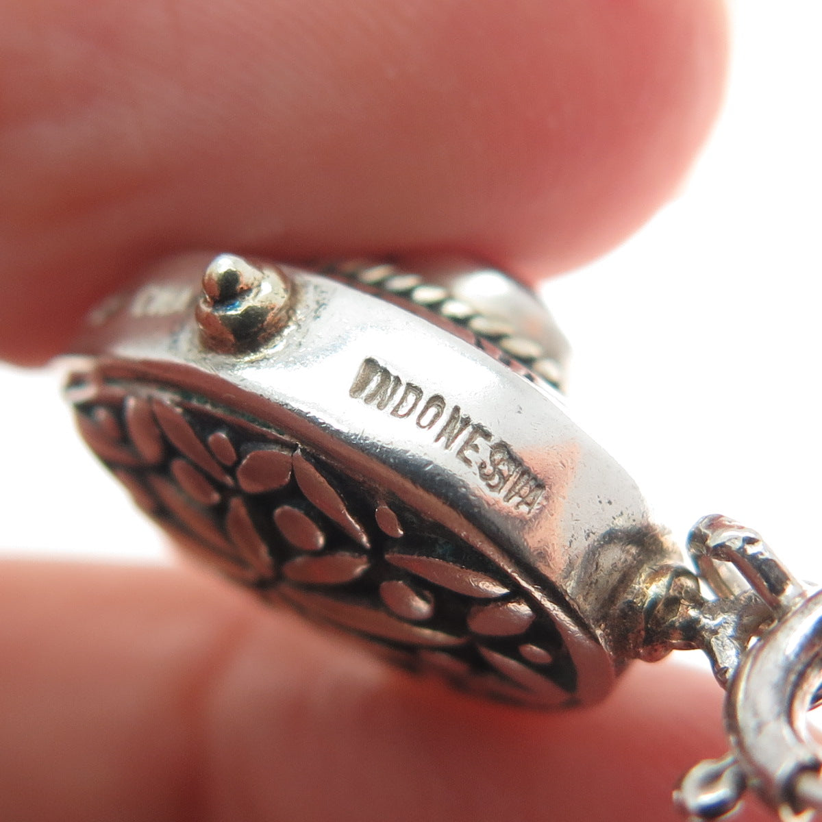 925 Sterling Silver Vintage Black Onyx Oxidized Spring Ring Clasp Charm Pendant
