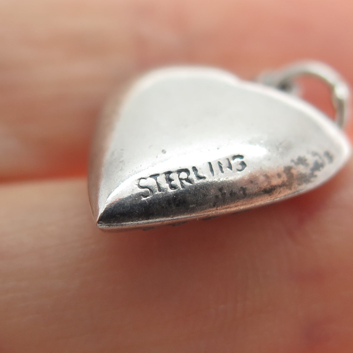 925 Sterling Silver Antique Art Deco Oak Leaf Heart Chatelaine Charm Pendant