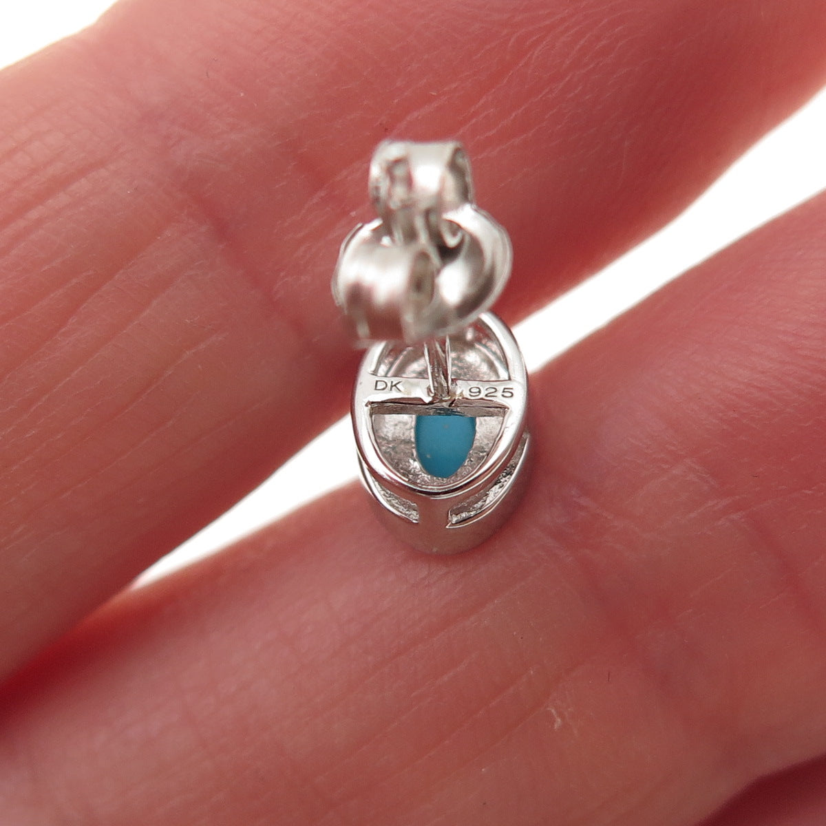 925 Sterling Silver Real Sleeping Beauty Turquoise Stud Earrings