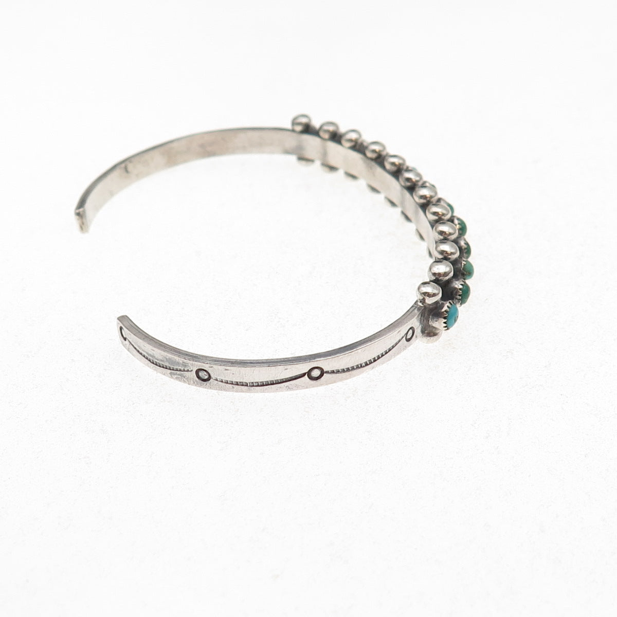 Old Pawn Sterling Silver Vintage Turquoise Snake Eye Adjustable Bracelet 5.5"