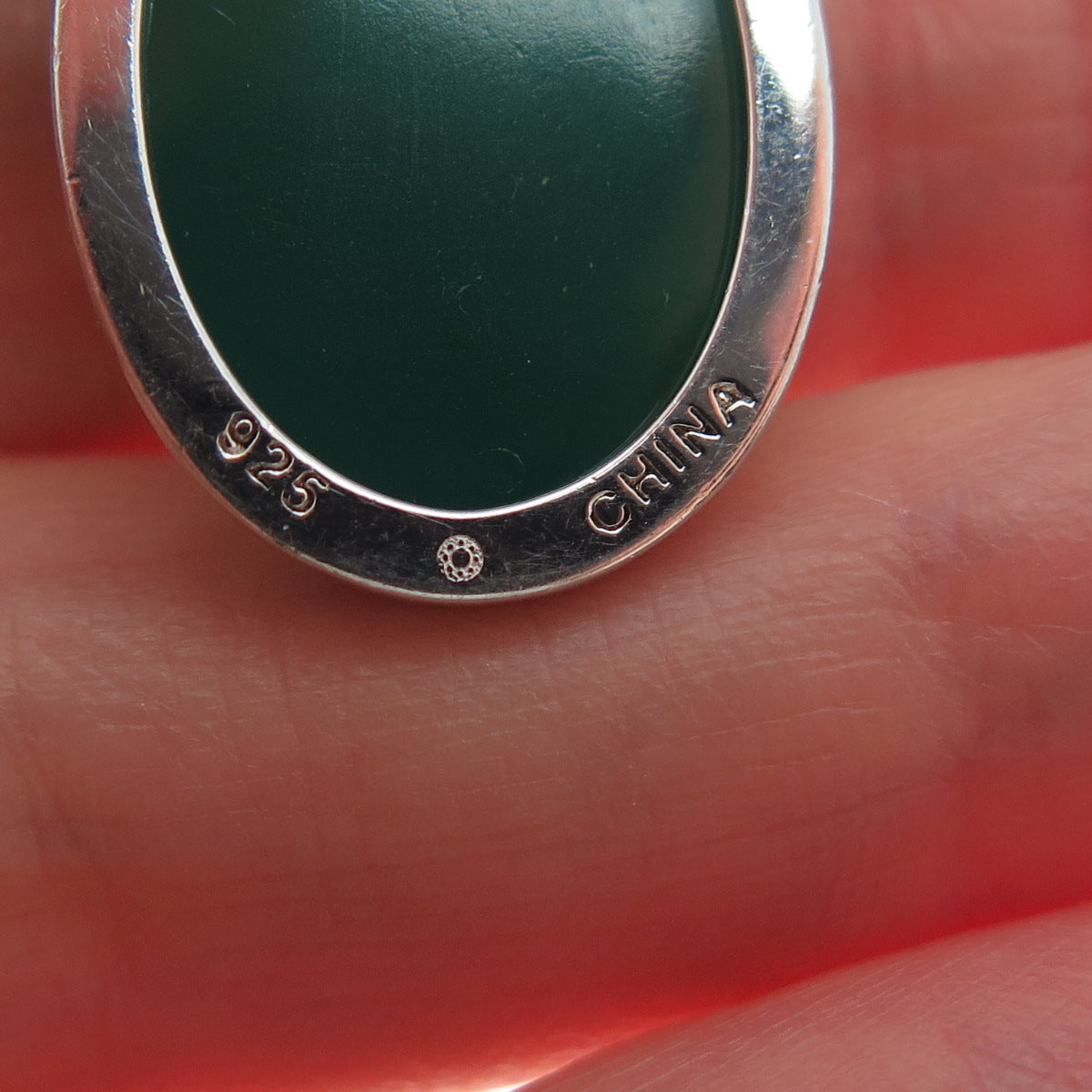 925 Sterling Silver Real Green Chalcedony Gemstone Minimalist Pendant