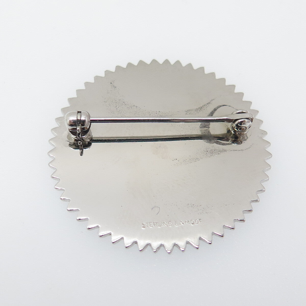 LAMODE 925 Sterling Silver Vintage Engravable Sun / Flower Pin Brooch