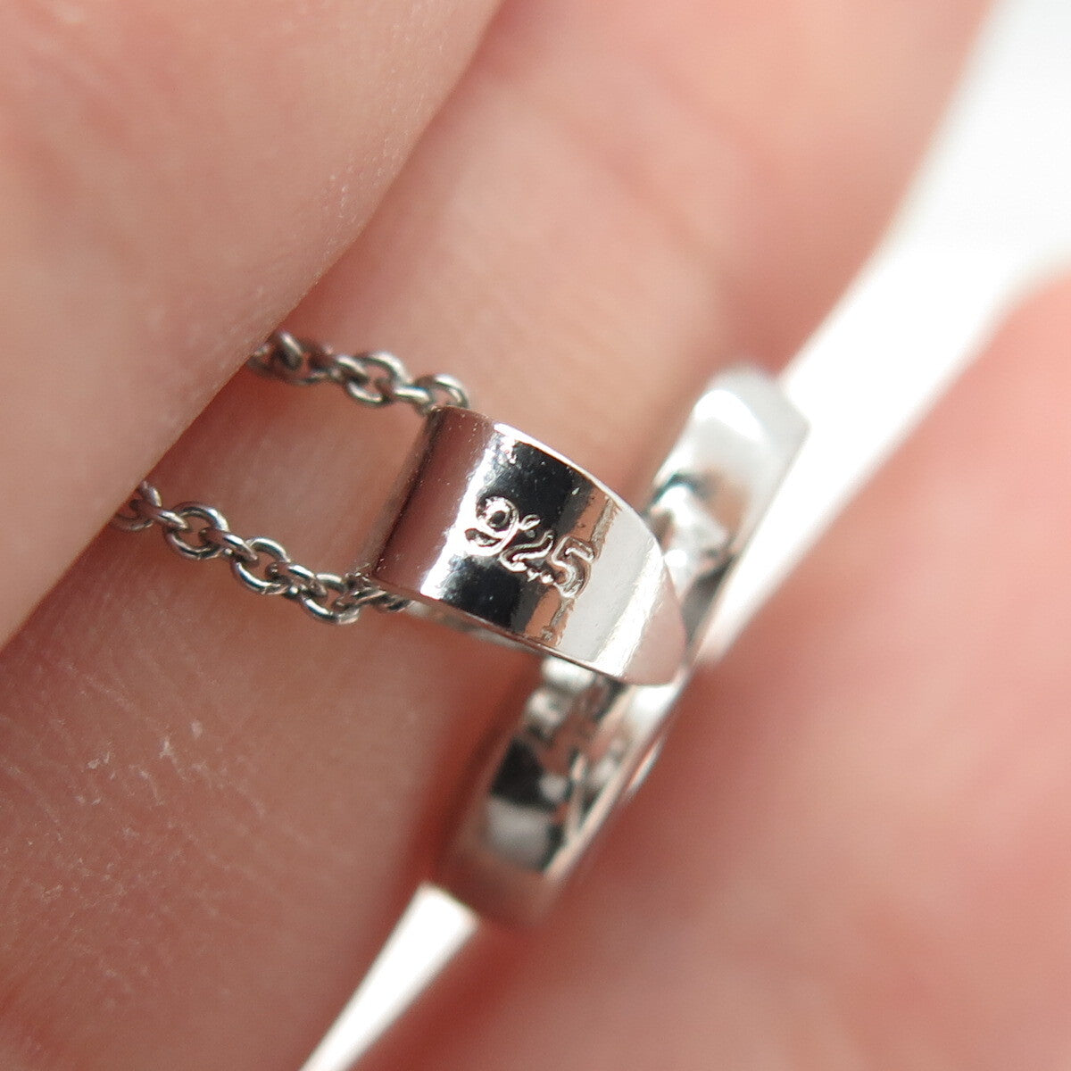 925 Sterling Silver Round-Cut C Z Heart Key Cable Chain Necklace 16"