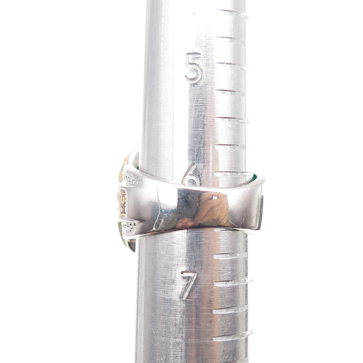 925 Sterling Silver 2-Tone Real Cushion-Cut Chrome Diopside Ring Size 6.5