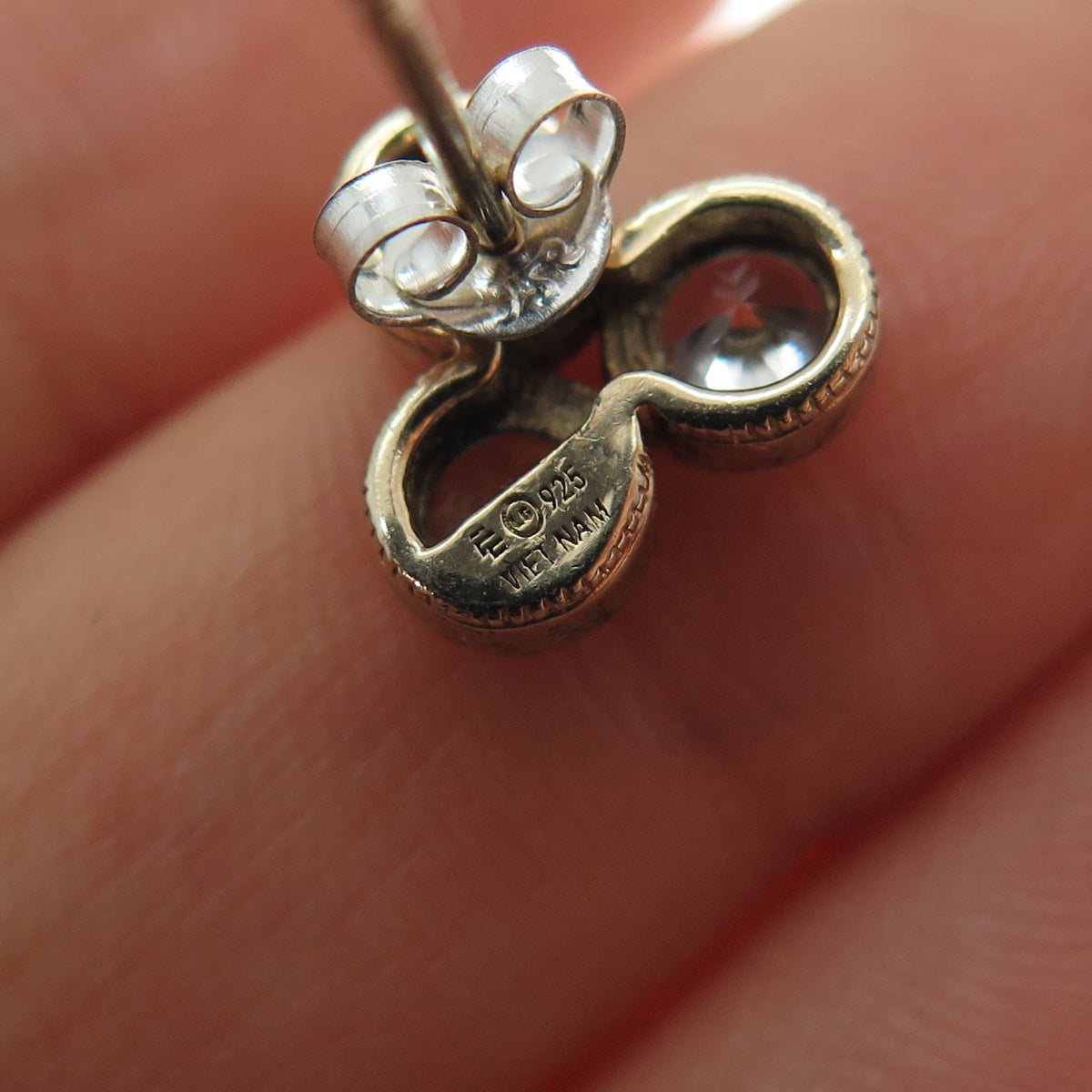 925 Sterling Silver Gold Plated Round-Cut C Z Stud Earrings