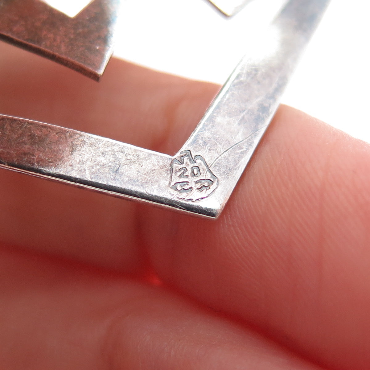 STELLA POPOWSKI Sterling Silver Vintage Mexico Abstract Man Oxidized Pin Brooch