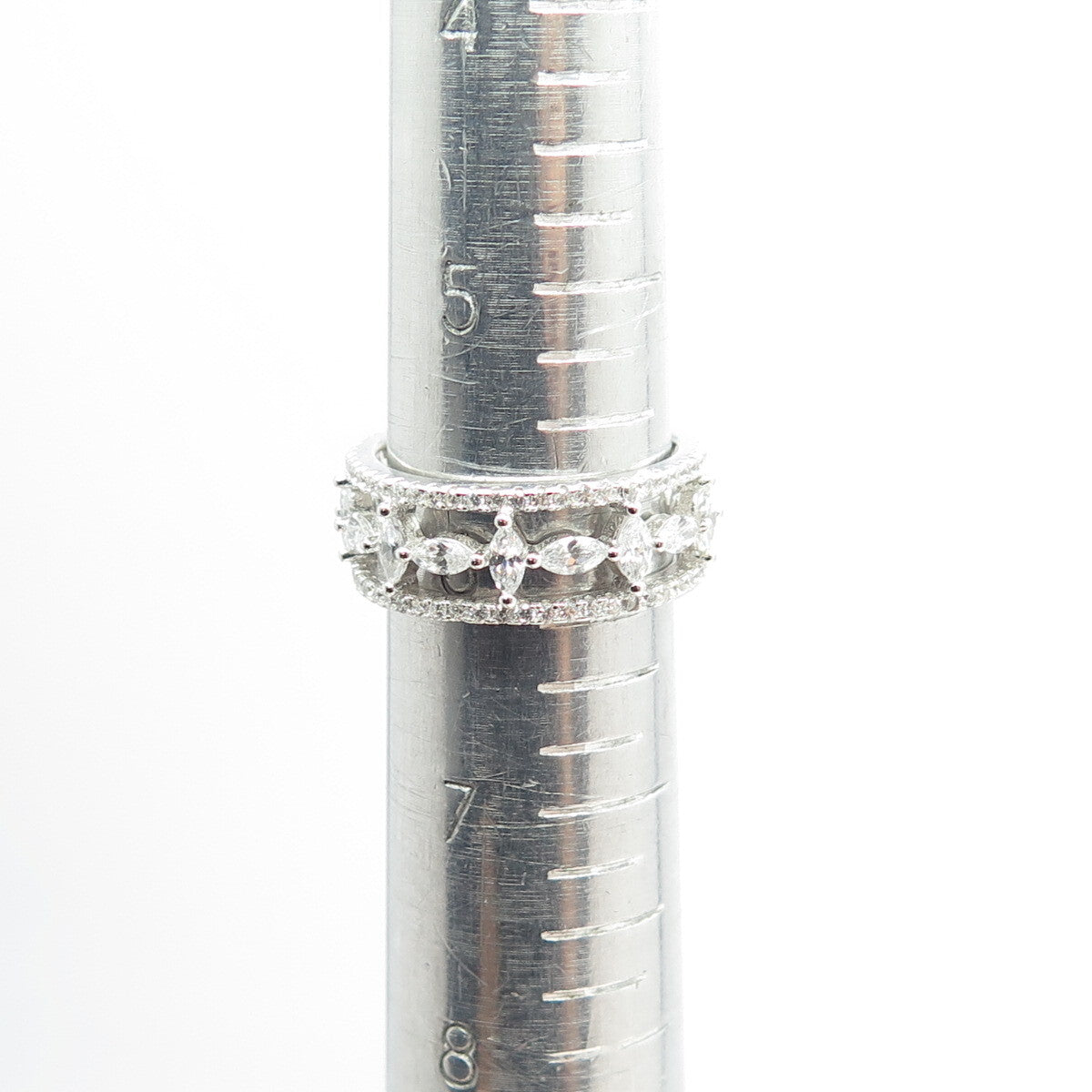 925 Sterling Silver Multi-C Z All Around Eternity Band Ring Size 6.25