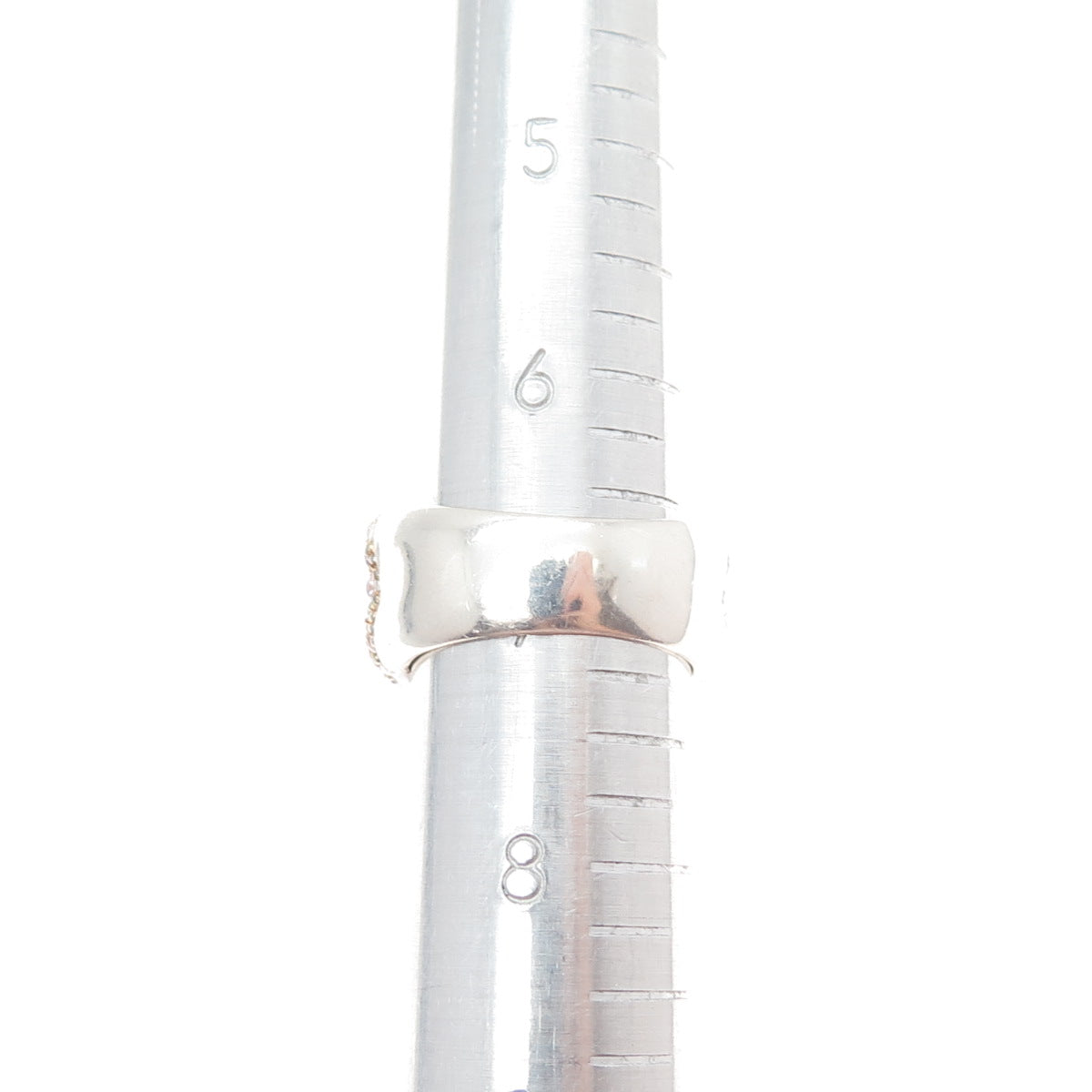 925 Sterling Silver 2-Tone Round-Cut Pink & White C Z Belt Buckle Ring Size 7