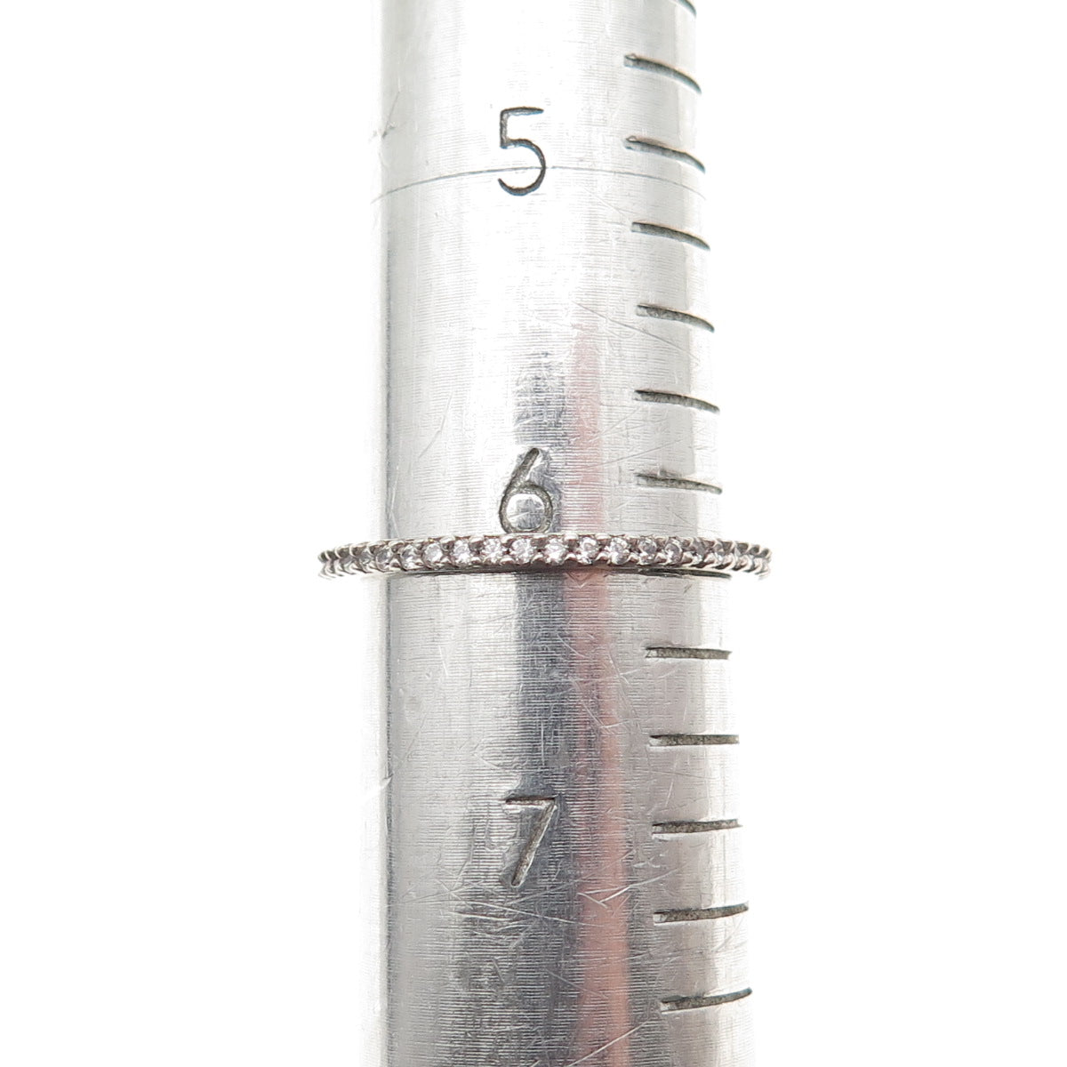 925 Sterling Silver Round-Cut C Z Eternity Stackable Band Ring Size 6.25