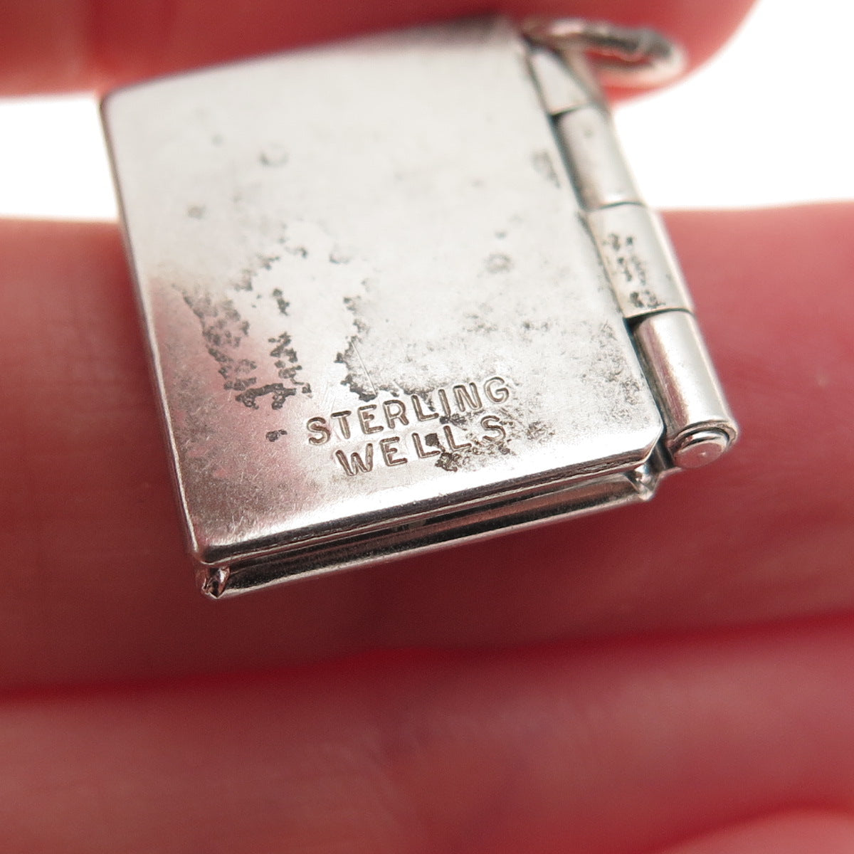 Wells 925 Sterling Silver Antique Art Deco Holy Bible Locket Mini Charm Pendant