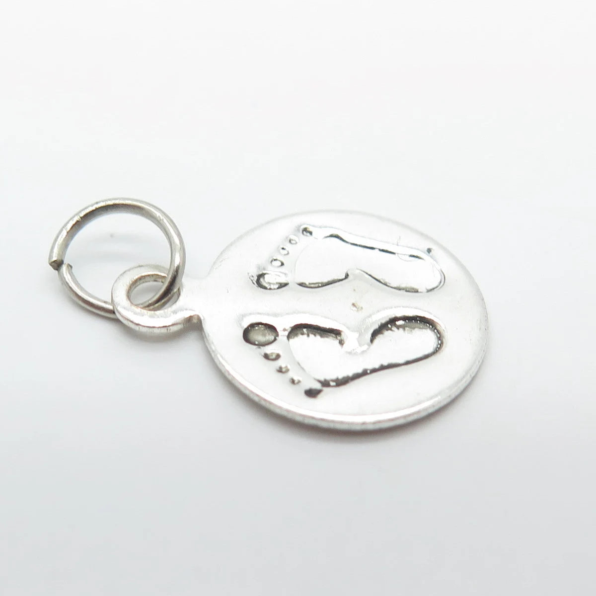 925 Sterling Silver Vintage Footprint Minimalist Pendant