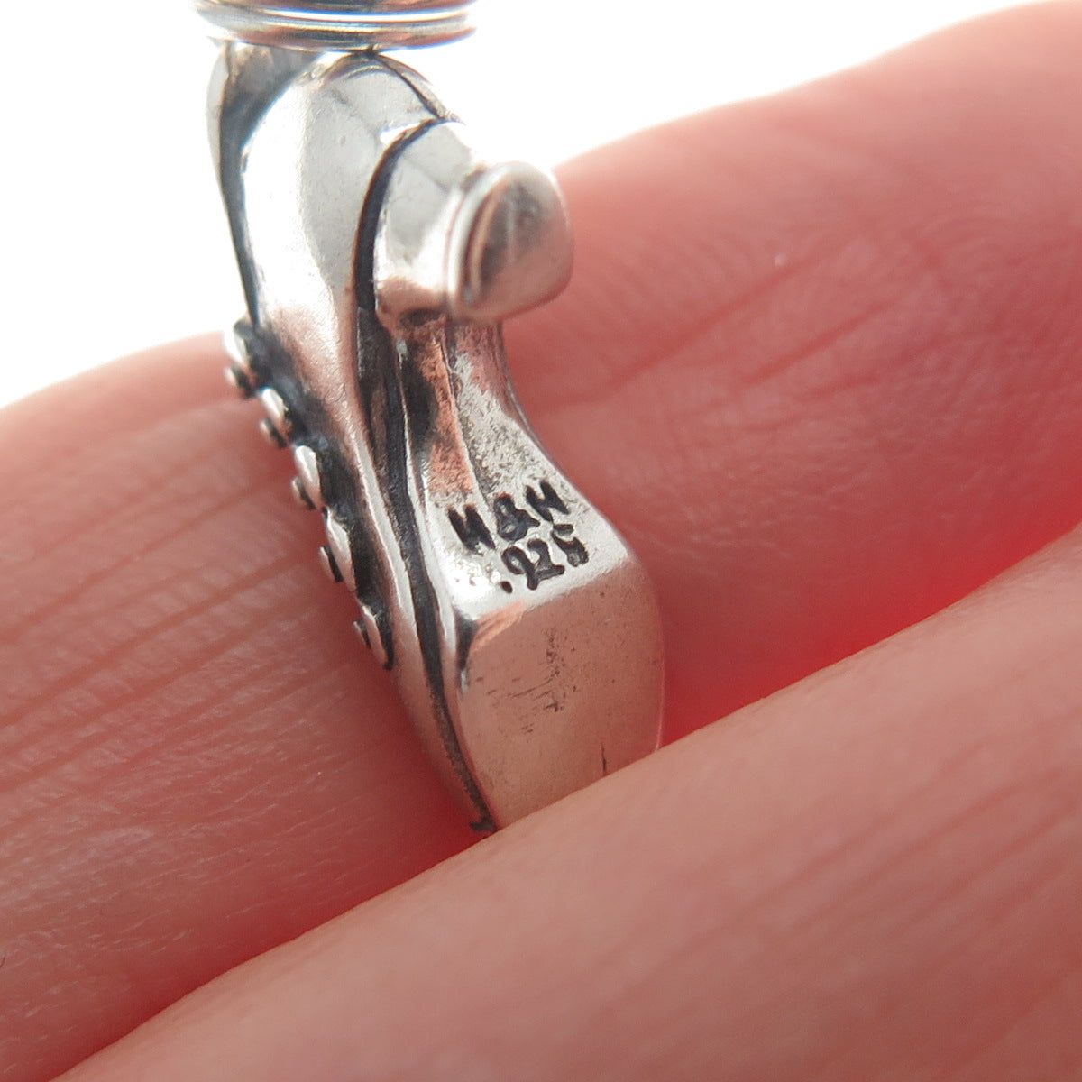 HAND & HAMMER 925 Sterling Silver Vintage Ladies Dancing Shoe Mini 3D Pendant