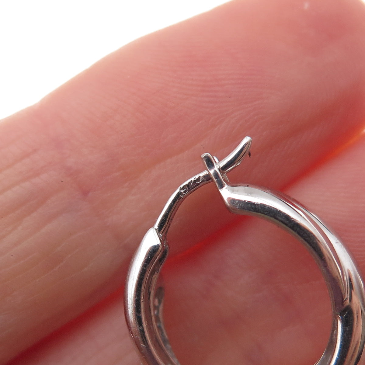 925 Sterling Silver Real Round-Cut Diamond Crisscross Hoop Earrings