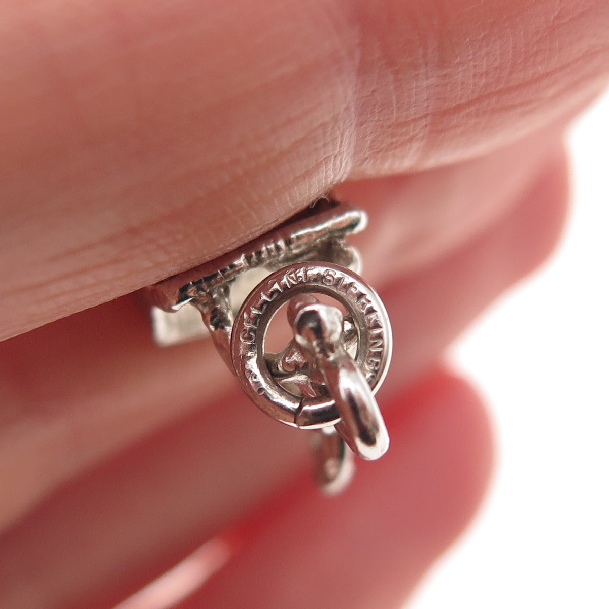 Cellini 925 Sterling Silver Vintage Rolling Strolling Chair 3D Charm Pendant
