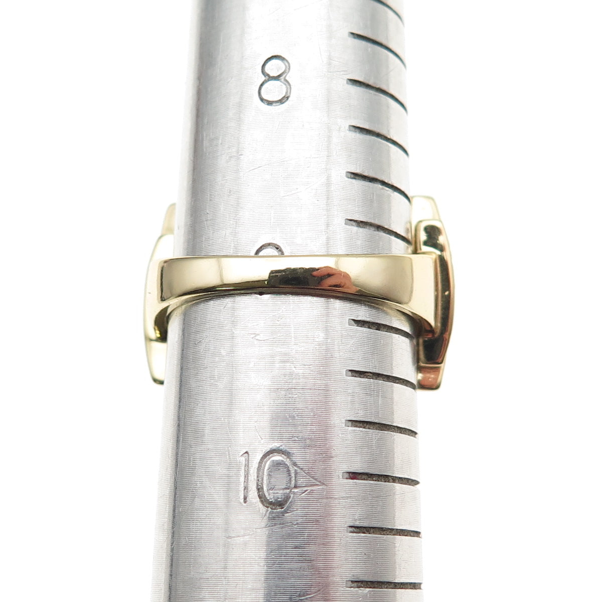 925 Sterling Silver Gold Plated Round-Cut C Z Modernist Ribbed Ring Size 9.25