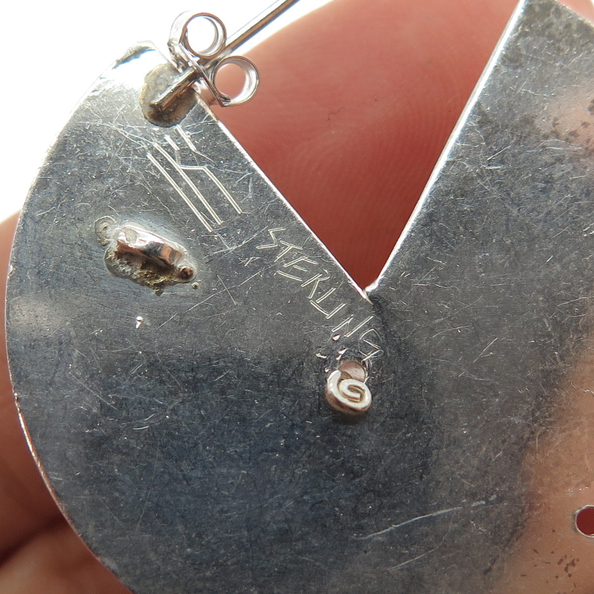 STACEY KMETYK 925 Sterling Silver Vintage Modernist Earrings