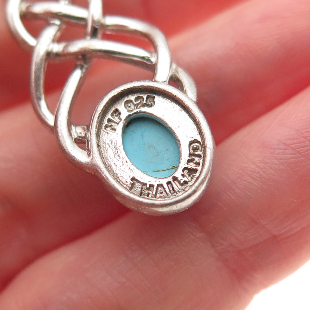 Chapal Zenray 925 Sterling Silver Real Turquoise Celtic Knot Drop Earrings