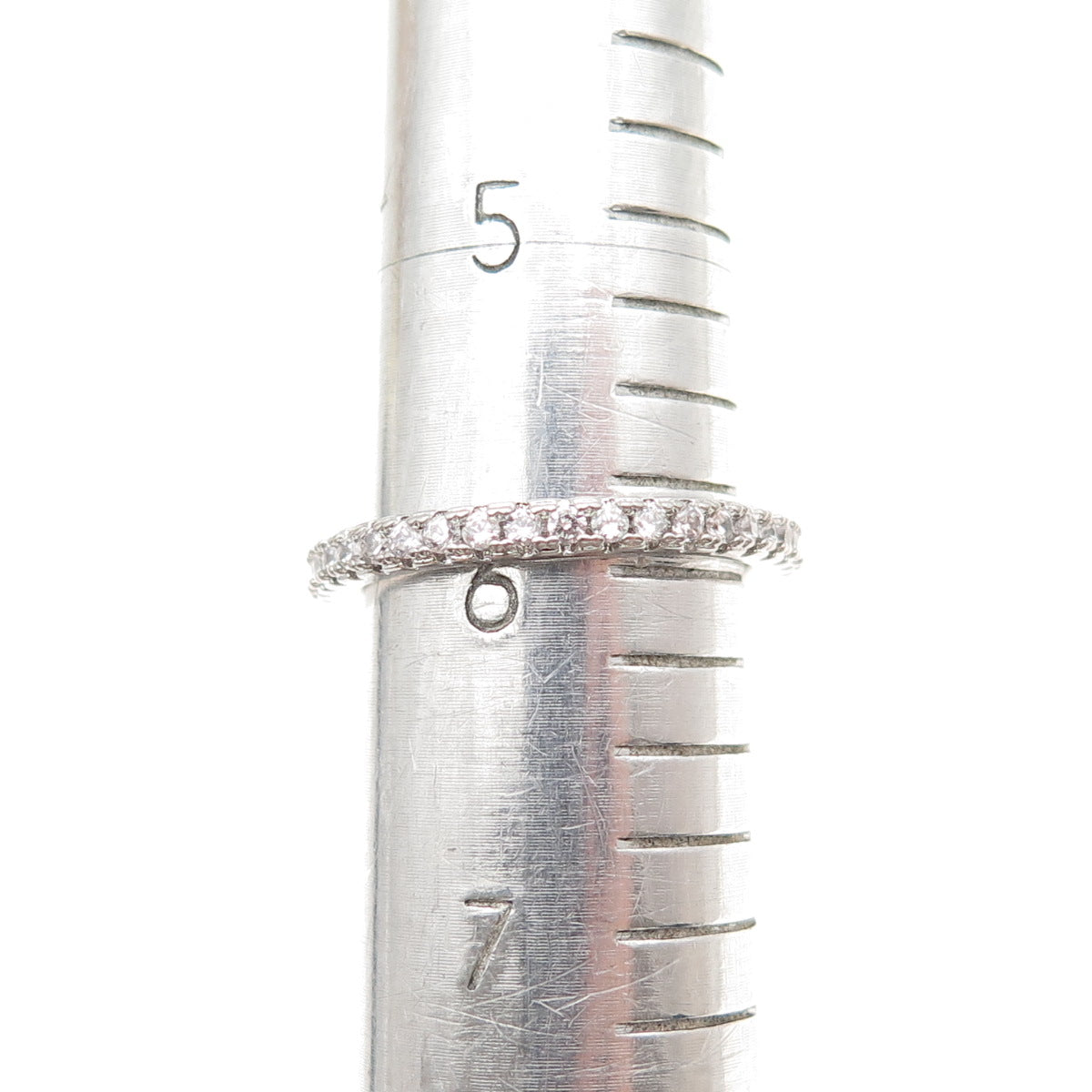 925 Sterling Silver Round-Cut C Z Eternity Band Ring Size 6