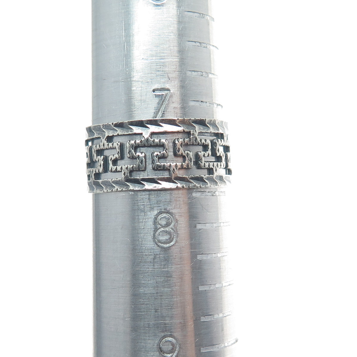 ELIO 925 Sterling Silver Vintage Greek Maze Oxidized Band Ring Size 7.75