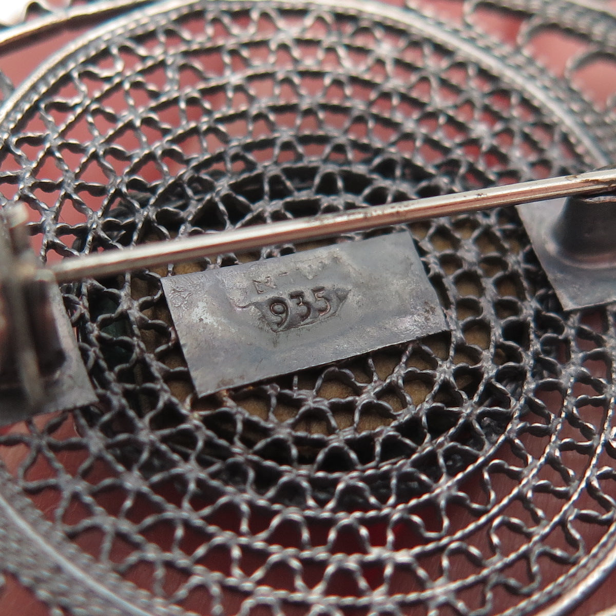 935 Silver Vintage Israel Real Eilat Modernist Filigree Oxidized Pin Brooch