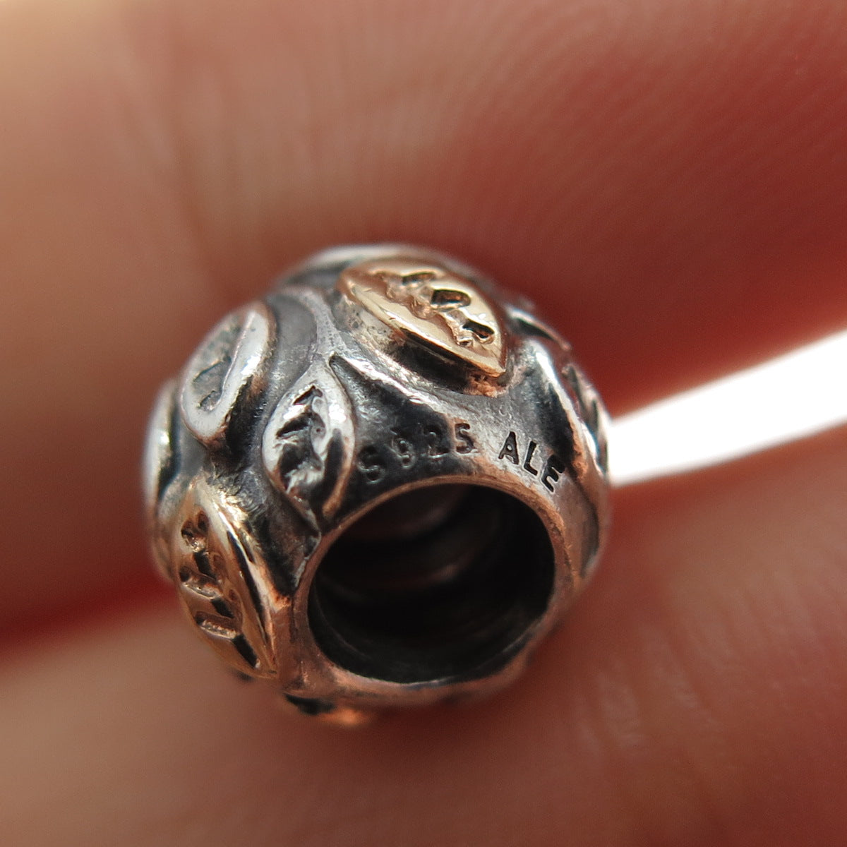 PANDORA 925 Sterling Silver & Gold Tree of Life Slide Bead Charm