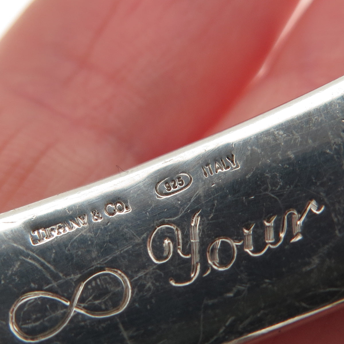 TIFFANY & CO. 925 Sterling Silver Vintage Engraved ID Bracelet 7.5"