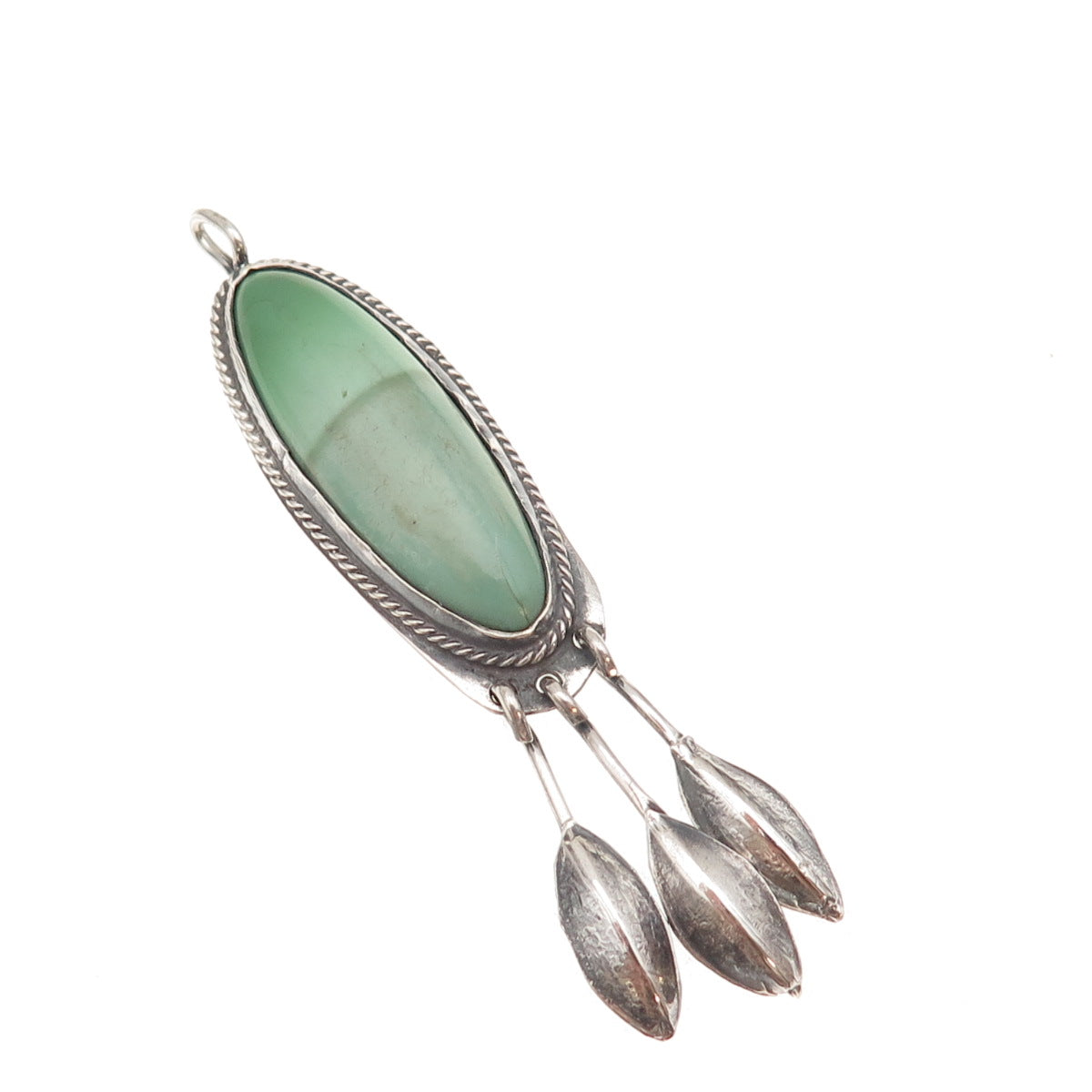 Old Pawn 925 Sterling Silver Vintage Southwestern Turquoise Tribal Pendant