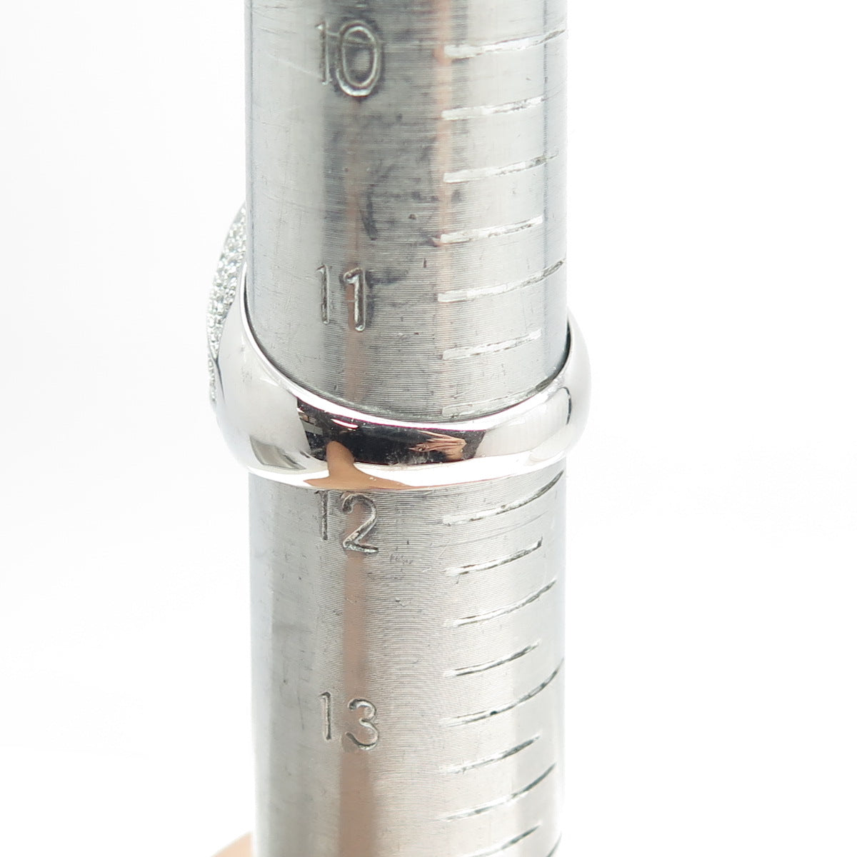 925 Sterling Silver Pave C Z Oval Domed Ring Size 11.75