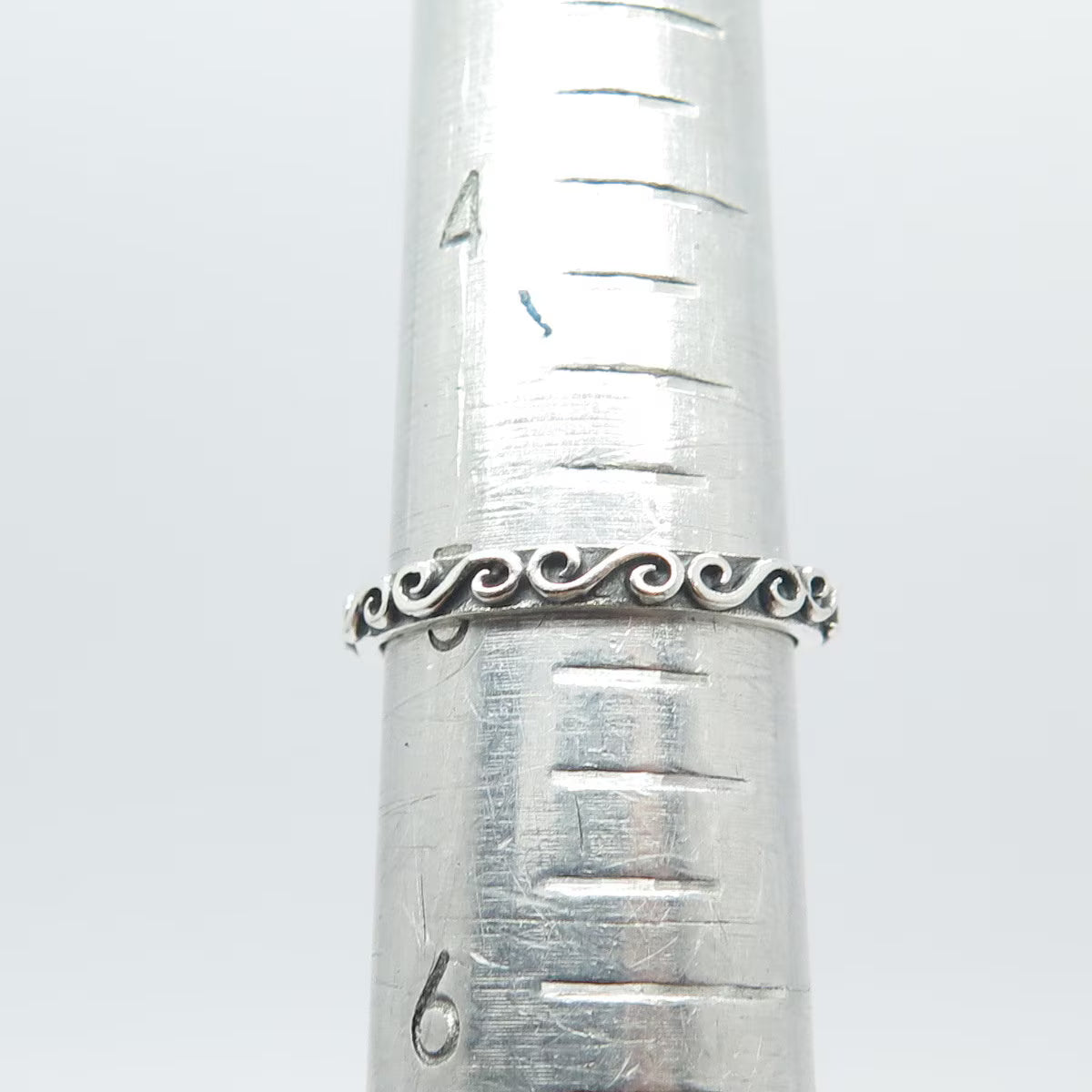 925 Sterling Silver Vintage Swirl Band Ring Size 5