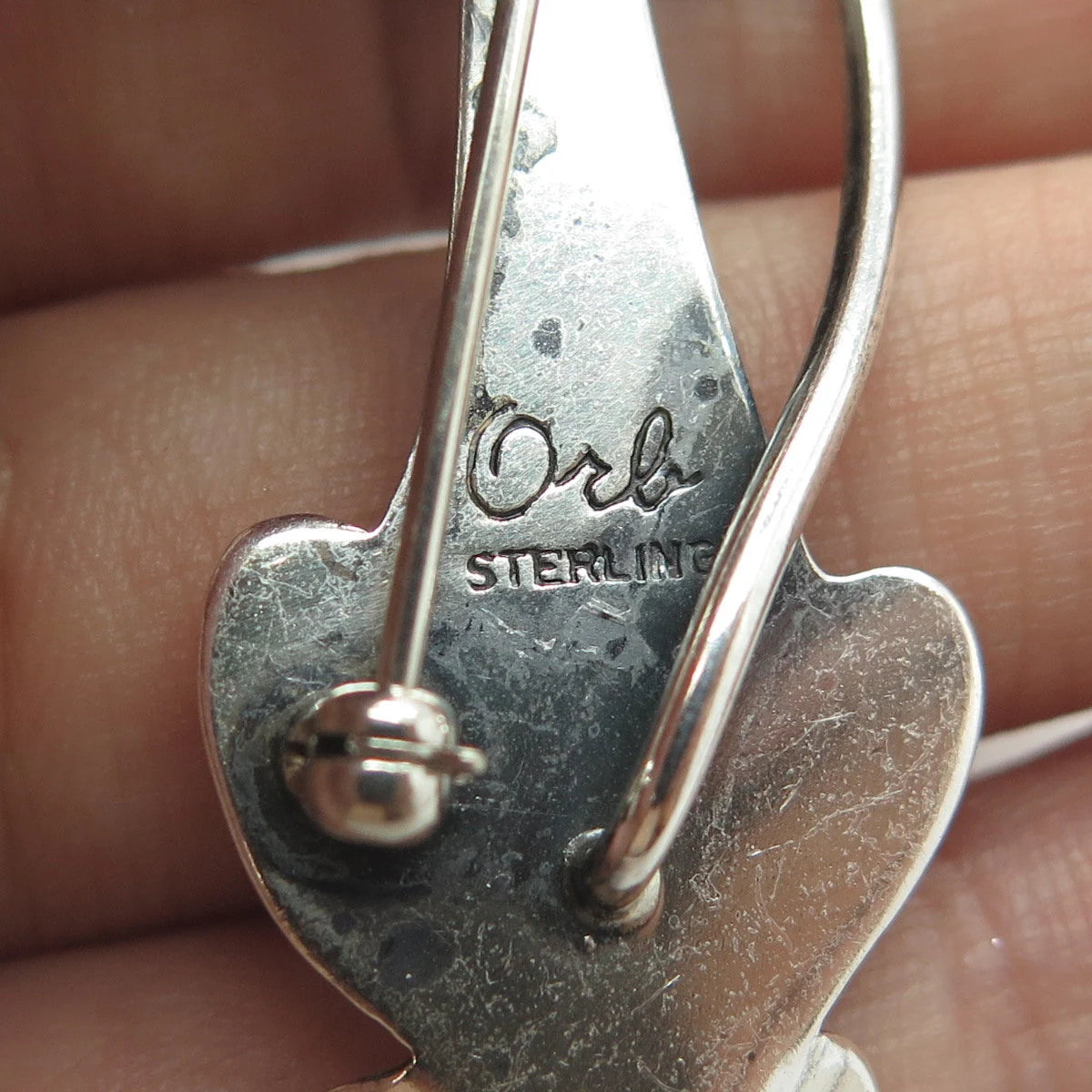925 Sterling Silver Vintage Orb Silversmith Cat Modernist Pin Brooch