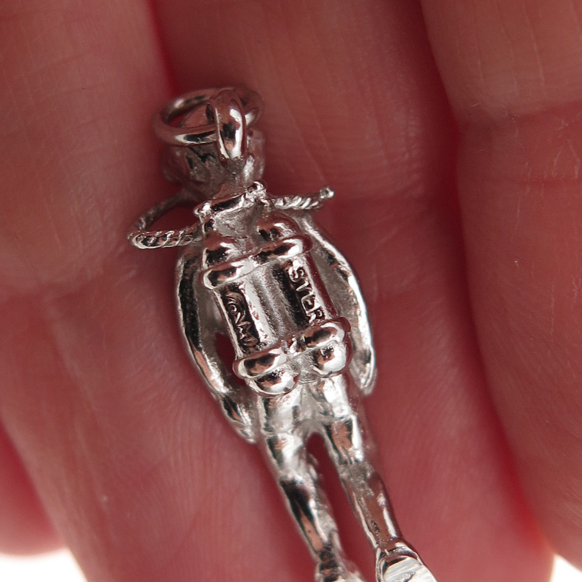 925 Sterling Silver Vintage Scuba Diver 3D Charm Pendant