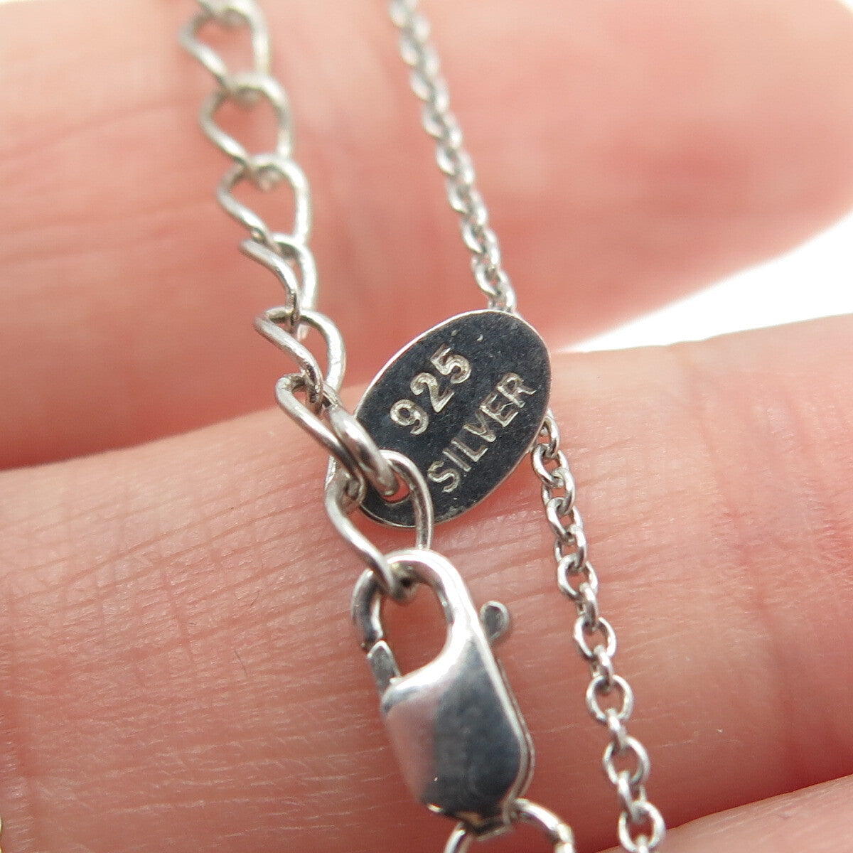 925 Sterling Silver Cushion-Cut Shaped C Z Rolo Chain Necklace 18"