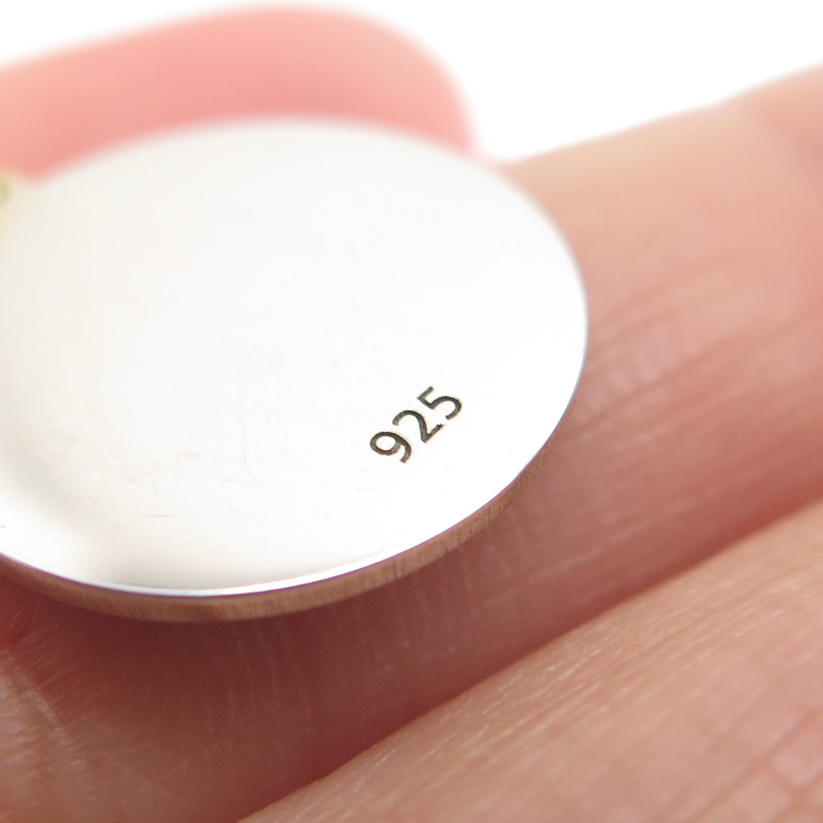 925 Sterling Silver Purple Enamel Crescent Round Tag Minimalist Charm Pendant