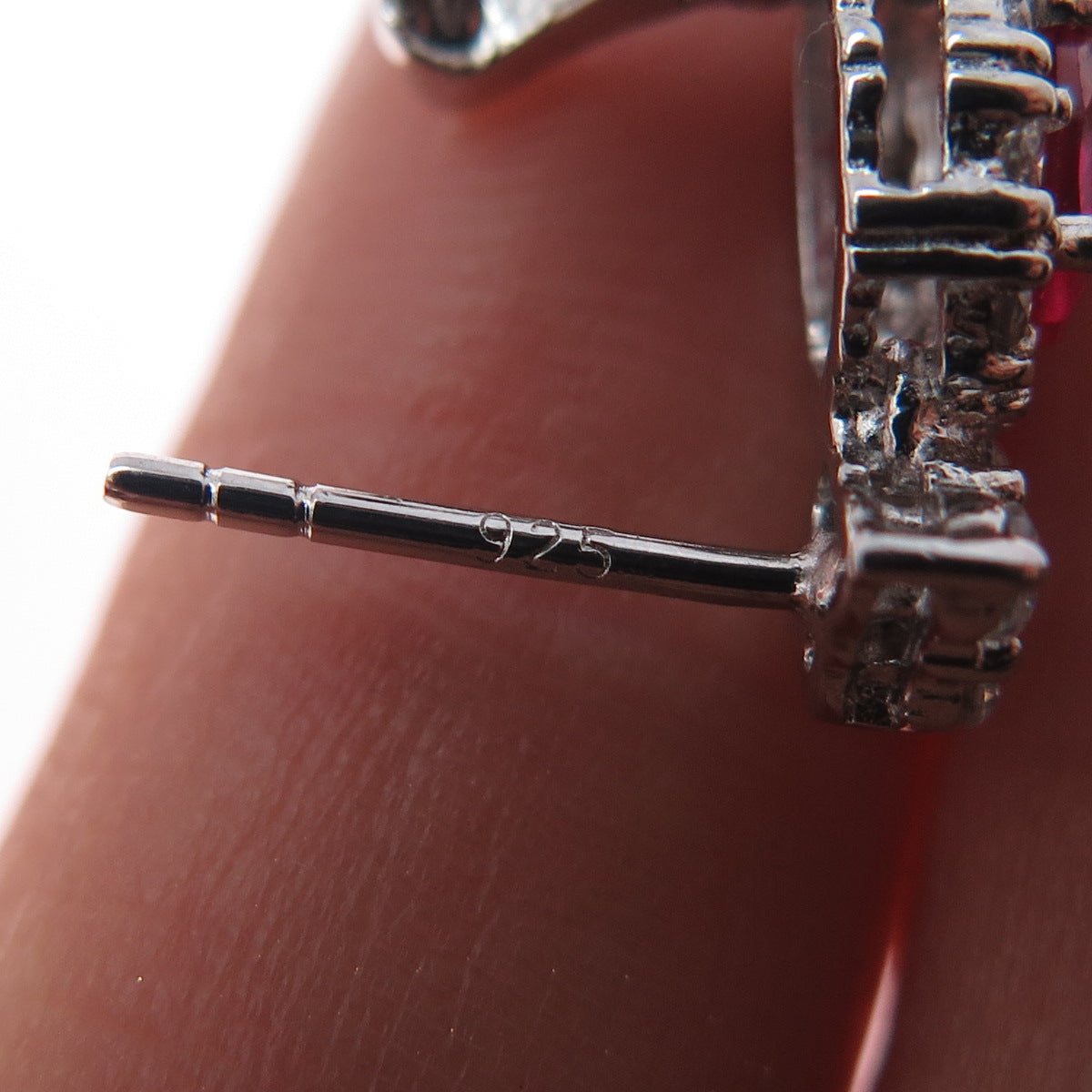 925 Sterling Silver Lab-Created Ruby & C Z Dangle Earrings