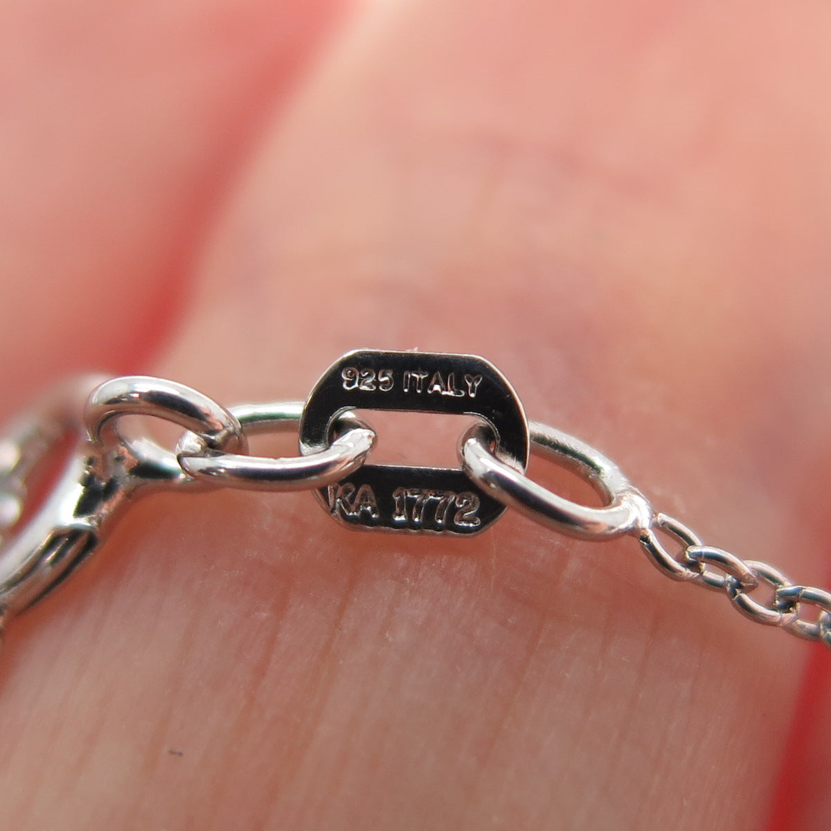 SUN 925 Sterling Silver Real Diamond Heartbeat Cable Chain Necklace 16-18"