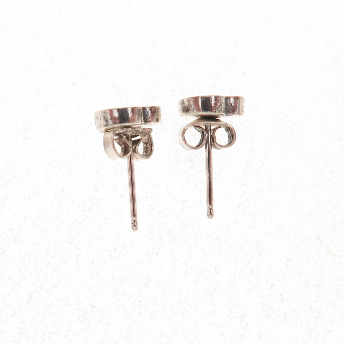Old Pawn 925 Sterling Silver Vintage Turquoise Inlay Heart Tribal Stud Earrings