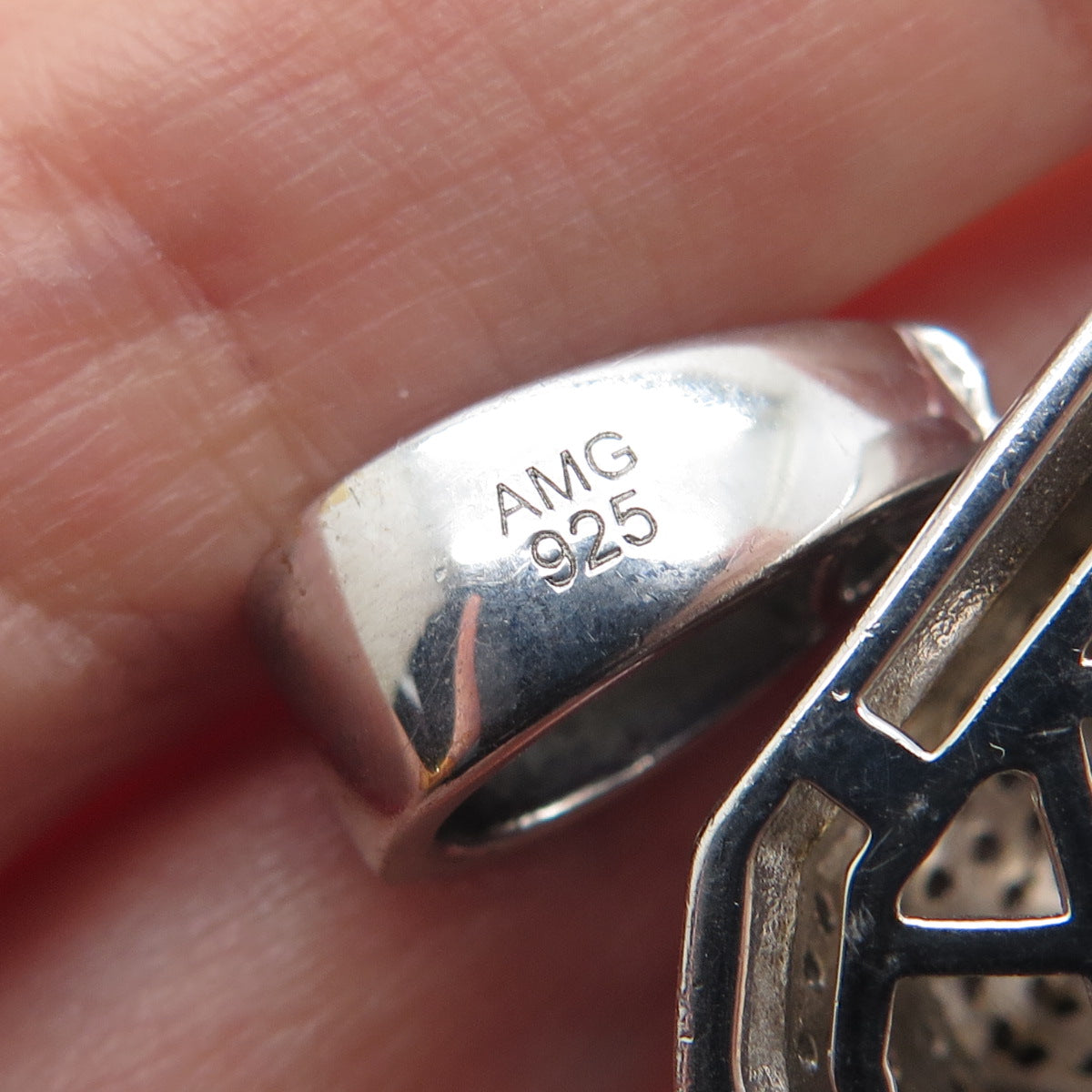 925 Sterling Silver Round-Cut C Z Diamond-Shape Charm Pendant