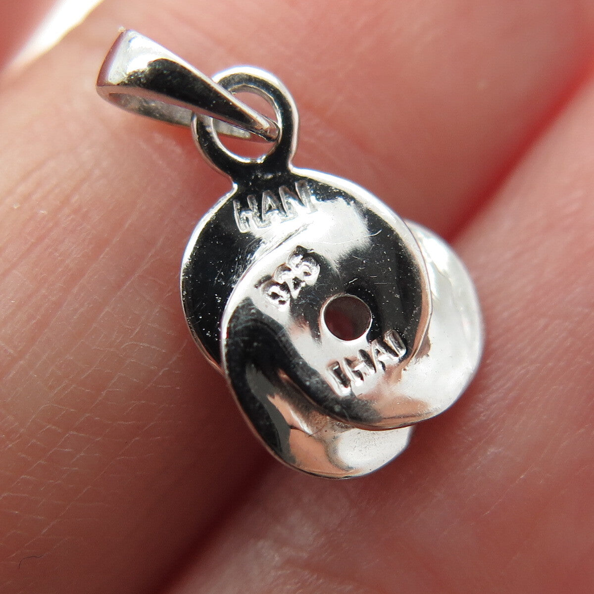 HAN 925 Sterling Silver Round-Cut Shaped C Z Modernist Pendant