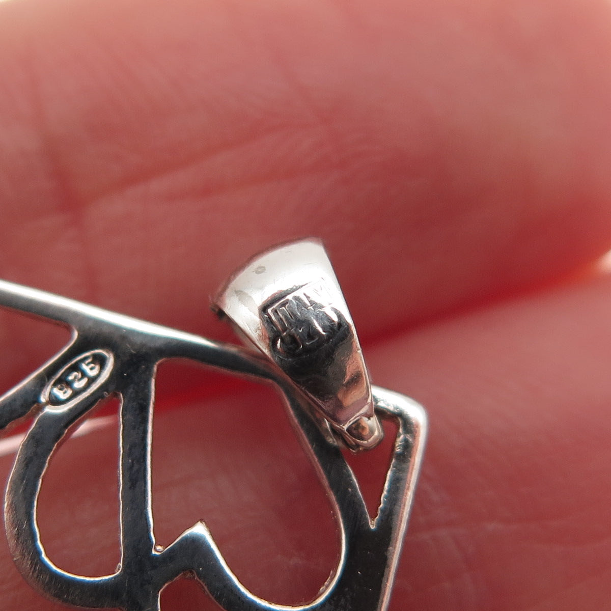 925 Sterling Silver Vintage Italy Heart Spider Web Charm Pendant