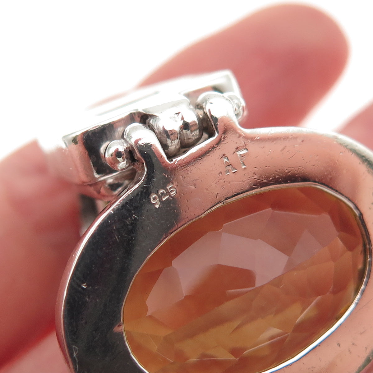 AF DESIGN 925 Sterling Silver Vintage Real Canary Quartz Modernist Pendant
